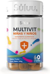 Bote de gomitas multivitaminico para niños Suluu 60 gomitas 4gr c/u