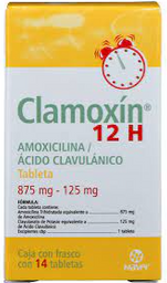 Clamoxin 12h 875mg/125mg 14 tabs amoxicilina/ac clavulanico