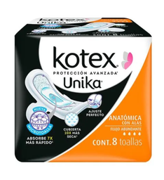Toallas c 8 unicak anatomica con alas Kotex