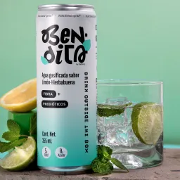Agua gasificada con fibra y prebioticos 355ml sabor limon hierbabuena functional Spritz