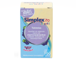 Simplexito infantil sabor uva 100 tabs masticables Nartex