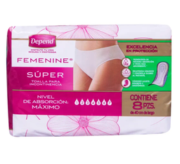 Depend Femenine Super C/8Pzas