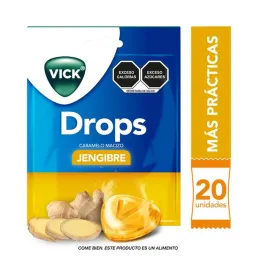 Drops caramelo macizo sabor jengibre 20 pastillas Vick