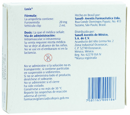Lasix 20 Mg 5X2 Ml Amp 0066 (Furosemida)
