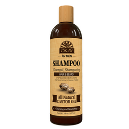 Shampoo para barba y cabello de aceite de ricino para hombres 16 oz Okay