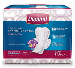 Depend Femenine Toalla
Anatomica Larga C/10