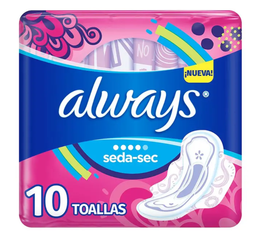 Toallas sanititarias always prot tot sca c/10