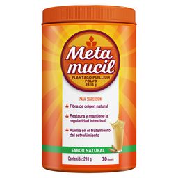 Metamucil sabor natural flora de origen natural 210 g polvo bote plantago psyllium