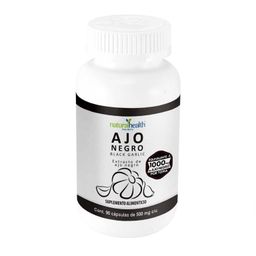 Ajo negro Natural Health frasco con 90 capsulas de 500 mg c/u