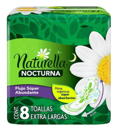 Tas Sanit Naturella  Nocturna Text Larg 8Pz
