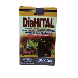 Diahital nopal salvado de trigo lechuga arandano y acido con 60 tabletas Gn Vida