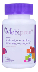 Acido folico mas omega 3 600mg con 30 capsulas Mebipren